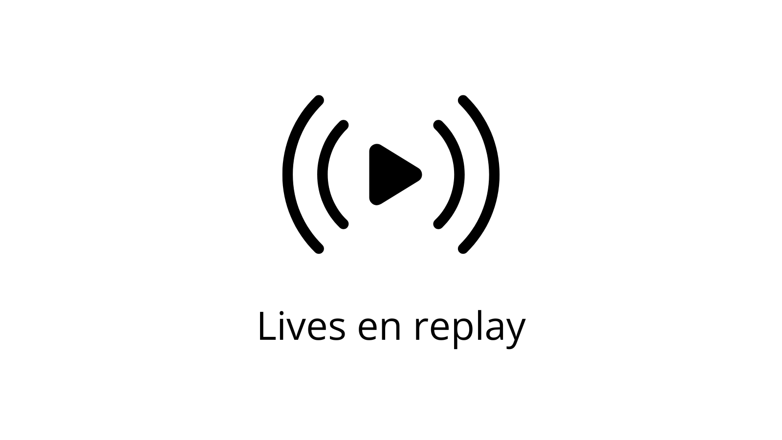 Icône rouge représentant un bouton de lecture entouré d’ondes, évoquant la diffusion en direct et le visionnage différé.